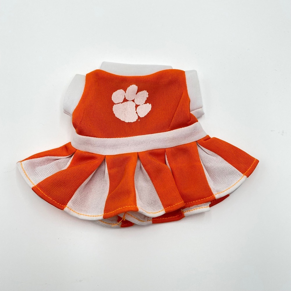 Stuffed Bear Orange White Cheerleader Dress‎ Paw Print Costume Outfit Clothes
